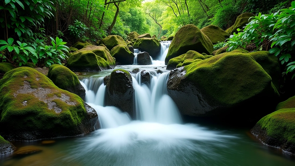 Cascada en el Bosque Toro Negro con agua cristalina